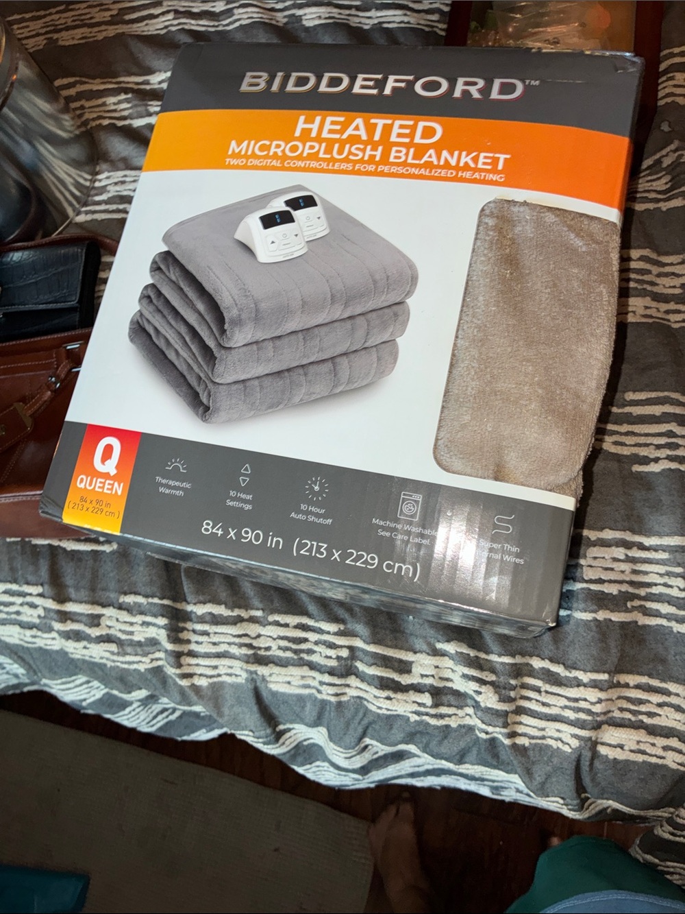 Biddeford Queen Heated Microplush Blanket - Gray